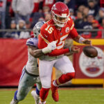 Patrick Mahomes plays for the Chiefs in a game against the Cowboys.