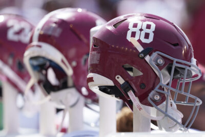 Alabama football helmets.