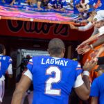 DJ Lagway leaves the field.