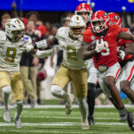 Georgia and Georgia Tech play football.